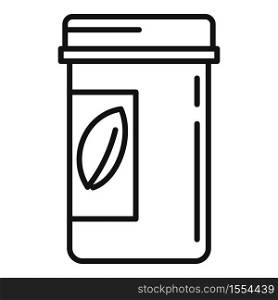 Cosmetic pill jar icon. Outline cosmetic pill jar vector icon for web design isolated on white background. Cosmetic pill jar icon, outline style