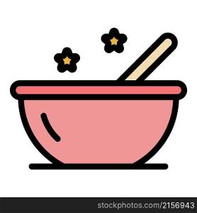 Cosmetic plastic bowl icon. Outline cosmetic plastic bowl vector icon color flat isolated. Cosmetic plastic bowl icon color outline vector