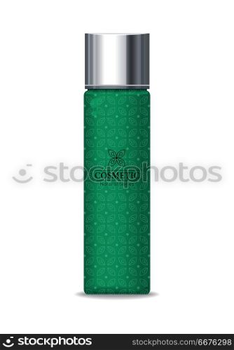 Cosmetic Professional Series. Cosmetic professional series. Green plastic tube for cosmetics on white background. Product for body, face and skin care, beauty, health, freshness, youth, hygiene. Realistic vector illustration.