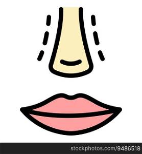 Cosmetic rhinoplasty icon outline vector. Open face. Human medicine color flat. Cosmetic rhinoplasty icon vector flat
