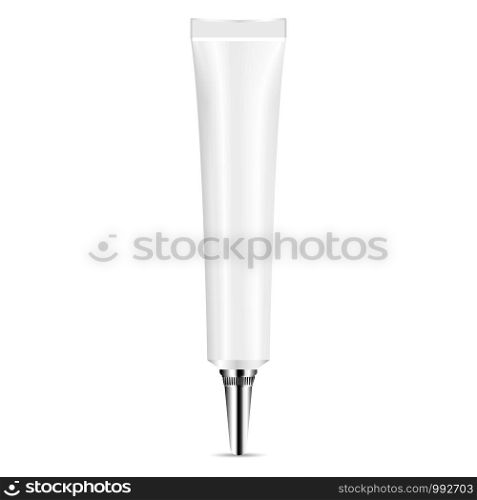 Cosmetic tube mockup illustration. EPS object illustration for cream, gel, ointment. Plastic container with silver cap.. Cosmetic tube mockup. Cream, gel, ointment.
