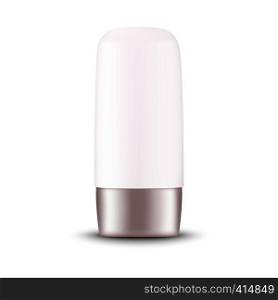 Cosmetics container tube. Realistic 3d plastic cream packaging design element. Template design. Deodorant tube box. Vector illustration.