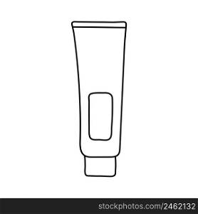 Cosmetics cream in tube. Hairdressing equipment line sketch.Hand drawn doodle icon. Vector illustration.. Cosmetics cream in tube. Hairdressing equipment line sketch.Hand drawn doodle icon. Vector illustration
