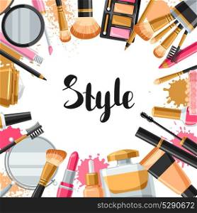 Cosmetics for skincare and makeup. Background for catalog or advertising. Cosmetics for skincare and makeup. Background for catalog or advertising.