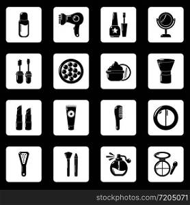 Cosmetics icons set. Simple illustration of 16 cosmetics clothes wear vector icons for web. Cosmetics icons set, simple style