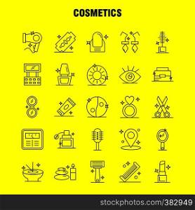 Cosmetics Line Icons Set For Infographics, Mobile UX/UI Kit And Print Design. Include: Location, Map, Pin, Cosmetic, Cosmetic, Bowl, Eat, Cosmetic, Icon Set - Vector