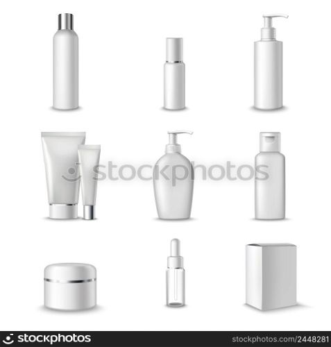 Cosmetics Packages Beauty Products Set Realistic 3d Isolated Vector Illustration