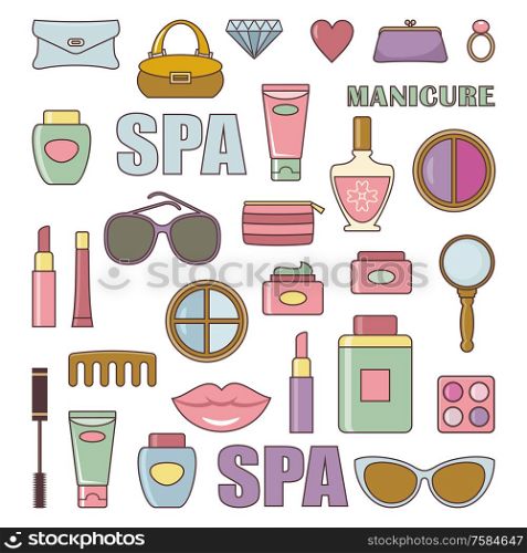Cosmetics vector set on the white background