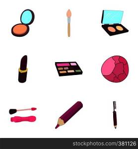 Cosmetology icons set. Cartoon illustration of 9 cosmetology vector icons for web. Cosmetology icons set, cartoon style