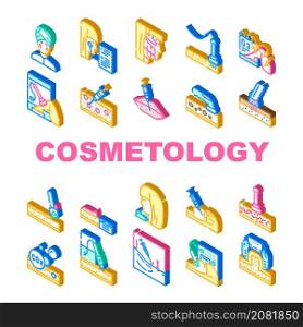 Cosmetology Treatment Procedure Icons Set Vector Complex Face Cleansing And Mesotherapy Rejuvenation Zones Cosmetology Microdermabrasion Therapy Lifting Facial Skin. Isometric Sign Color Illustrations. Cosmetology Treatment Procedure Icons Set Vector