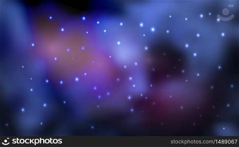 Cosmic background with galaxy, space, nebula and shining stars. Dark blue and purple decorative abstract design for wallpapers. Vector illustration