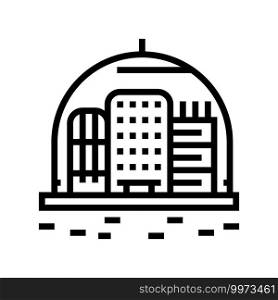 cosmic city under dome line icon vector. cosmic city under dome sign. isolated contour symbol black illustration. cosmic city under dome line icon vector illustration