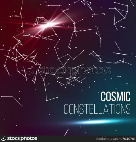 Cosmic Constellations Background Vector. Abstract Glowing Space Pisces. Cosmic Constellations Background Vector. Abstract Magic Space