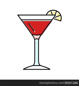 cosmopolitan cocktail glass drink color icon vector. cosmopolitan cocktail glass drink sign. isolated symbol illustration. cosmopolitan cocktail glass drink color icon vector illustration