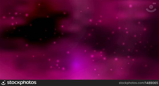 Cosmos background with galaxy, space, nebula and shining stars. Dark purple and pink decorative abstract design for wallpapers. Vector illustration