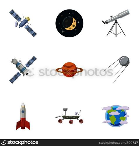 Cosmos icons set. Cartoon illustration of 9 cosmos vector icons for web. Cosmos icons set, cartoon style