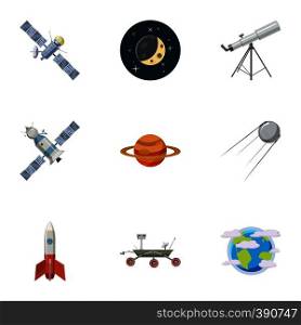 Cosmos icons set. Cartoon illustration of 9 cosmos vector icons for web. Cosmos icons set, cartoon style