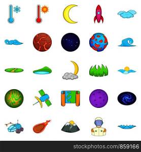 Cosmos icons set. Cartoon set of 25 cosmos vector icons for web isolated on white background. Cosmos icons set, cartoon style