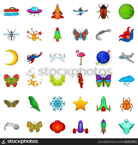 Cosmos icons set. Cartoon style of 36 cosmos vector icons for web isolated on white background. Cosmos icons set, cartoon style