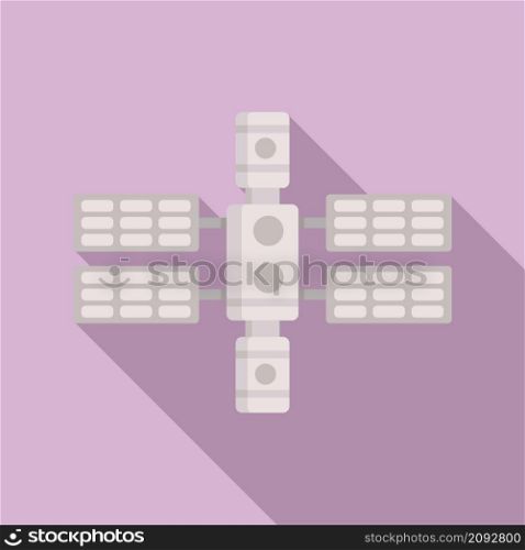 Cosmos space station icon flat vector. Spacecraft ship. International space station. Cosmos space station icon flat vector. Spacecraft ship