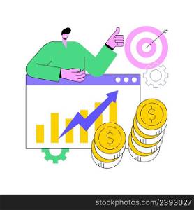 Cost per acquisition abstract concept vector illustration. CPA model, cost per conversion, online advertising pricing model, marketing metric measurement, online digital c&aign abstract metaphor.. Cost per acquisition abstract concept vector illustration.