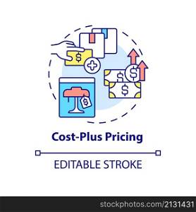 Cost-plus pricing concept icon. Price optimization abstract idea thin line illustration. Markup pricing. Isolated outline drawing. Editable stroke. Roboto-Medium, Myriad Pro-Bold fonts used. Cost-plus pricing concept icon
