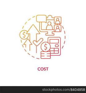 Cost red gradient concept icon. Hiring agency pricing. Expensive service. IT staffing agency disadvantage abstract idea thin line illustration. Isolated outline drawing. Myriad Pro-Bold font used. Cost red gradient concept icon