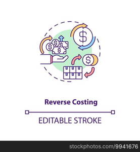 Cost reduction concept icon. Cost reduction strategies idea thin line illustration. Business process optimization. Profit increase. Vector isolated outline RGB color drawing. Editable stroke. Cost reduction concept icon