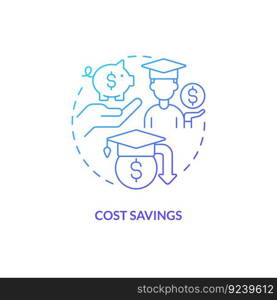 Cost savings blue gradient concept icon. Investing in people. Save money. Professional development. Education assistance abstract idea thin line illustration. Isolated outline drawing. Cost savings blue gradient concept icon