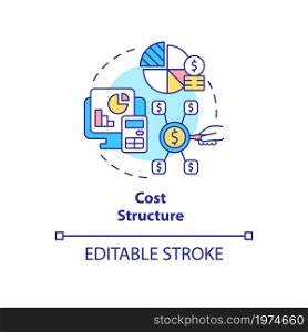 Cost structure concept icon. Analysing revenue streams and company expenses. Business model abstract idea thin line illustration. Vector isolated outline color drawing. Editable stroke. Cost structure concept icon