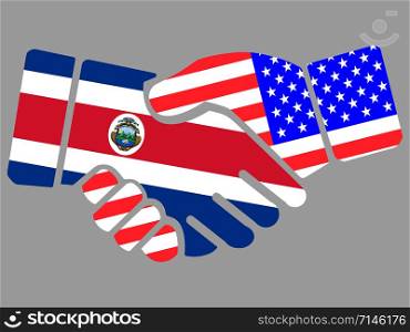 Costa Rica and USA flags Handshake vector illustration Eps 10. Costa Rica and USA flags Handshake vector