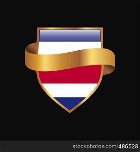 Costa Rica flag Golden badge design vector