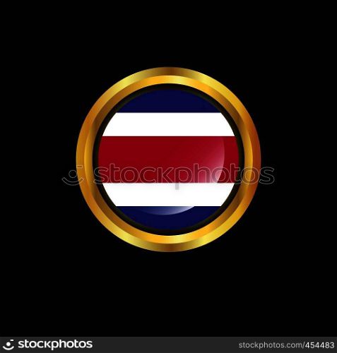 Costa Rica flag Golden button