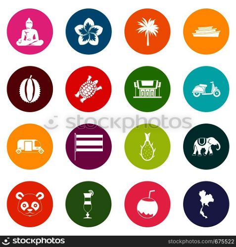Costa Rica icons many colors set isolated on white for digital marketing. Costa Rica icons many colors set
