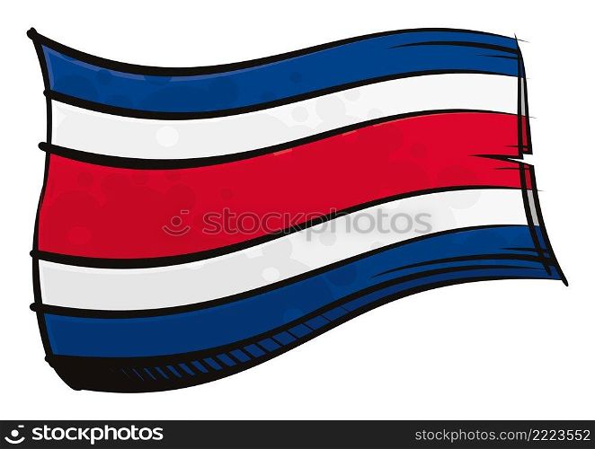 Costa Rica national flag created in graffiti paint style