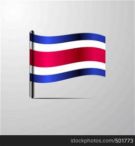 Costa Rica waving Shiny Flag design vector