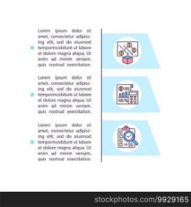 Costs analysis concept icon with text. Checking information about different products value. PPT page vector template. Brochure, magazine, booklet design element with linear illustrations. Costs analysis concept icon with text