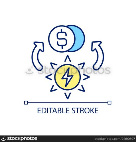 Costs of electrical energy RGB color icon. Electricity price for customers. Power consumption. Isolated vector illustration. Simple filled line drawing. Editable stroke. Arial font used. Costs of electrical energy RGB color icon