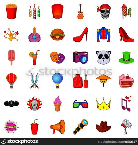 Costume ball icons set. Cartoon set of 36 costume ball vector icons for web isolated on white background. Costume ball icons set, cartoon style