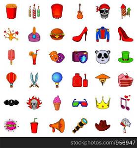 Costume ball icons set. Cartoon set of 36 costume ball vector icons for web isolated on white background. Costume ball icons set, cartoon style