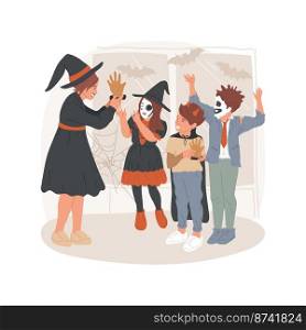 Costume contest isolated cartoon vector illustration. Halloween contest for children, shopping mall entertainment, kids in spooky outfit, win a prize, best costume and makeup vector cartoon.. Costume contest isolated cartoon vector illustration.