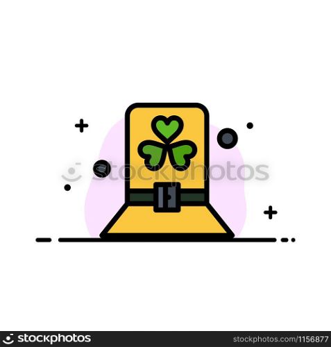 Costume, Day, Green, Hat, Patrick Business Flat Line Filled Icon Vector Banner Template