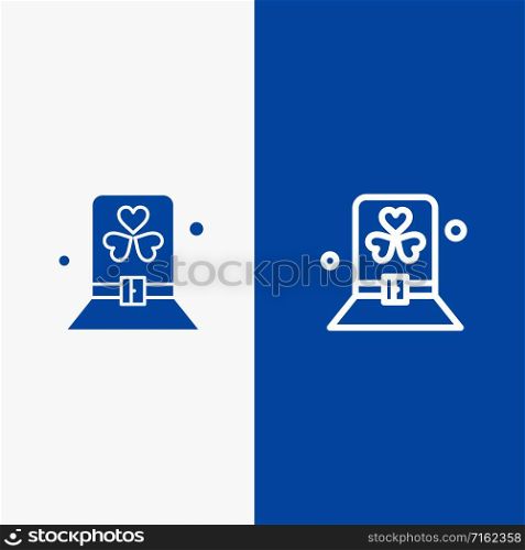 Costume, Day, Green, Hat, Patrick Line and Glyph Solid icon Blue banner Line and Glyph Solid icon Blue banner