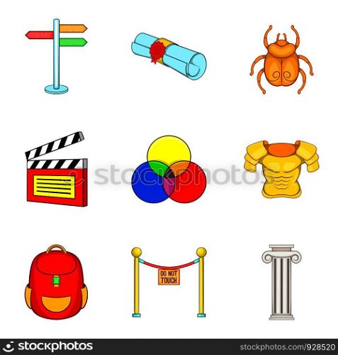 Costume icons set. Cartoon set of 9 costume vector icons for web isolated on white background. Costume icons set, cartoon style