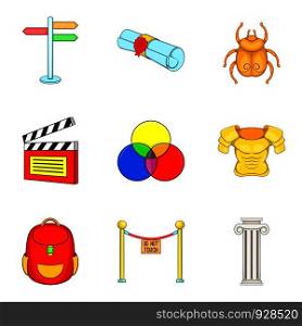 Costume icons set. Cartoon set of 9 costume vector icons for web isolated on white background. Costume icons set, cartoon style