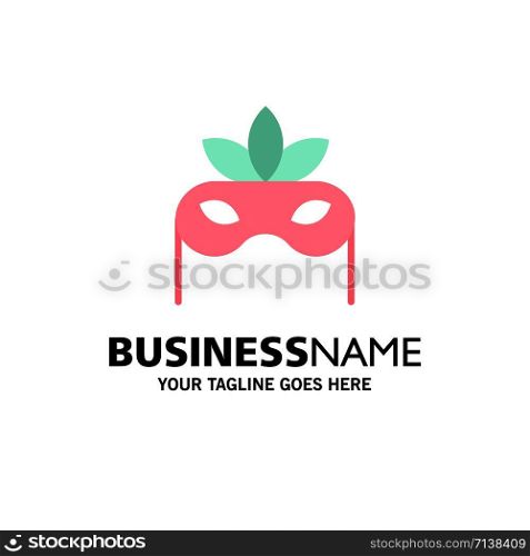 Costume, Mask, Masquerade Business Logo Template. Flat Color