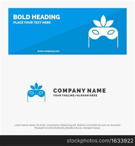 Costume, Mask, Masquerade SOlid Icon Website Banner and Business Logo Template