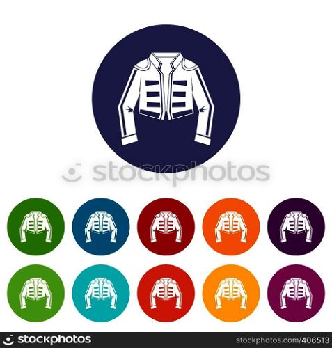 Costume of toreador set icons in different colors isolated on white background. Costume of toreador set icons