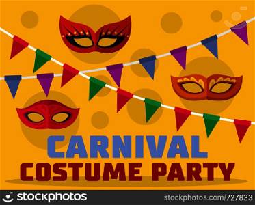 Costume party logo. Flat illustration of costume party vector logo for web. Costume party logo, flat style