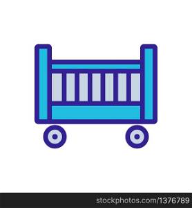 cot on wheels icon vector. cot on wheels sign. color symbol illustration. cot on wheels icon vector outline illustration